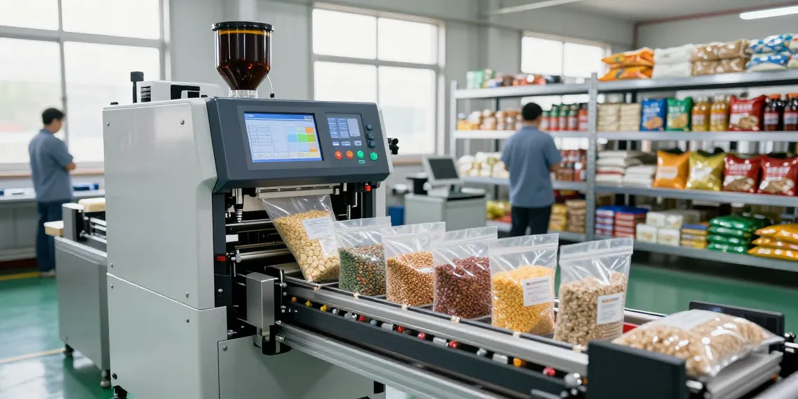 Automated bagging solutions in an industrial setting with machines efficiently packaging various products.