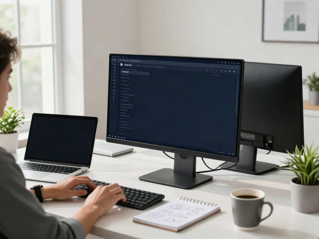 Person using a link directory on a modern workspace, showcasing effective navigation methods for 링크사이트.
