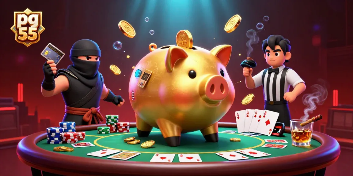 Engage in thrilling casino action with pg 55 at the center, featuring vibrant gold coins and intense gameplay.