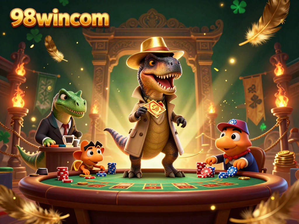 Experience the thrill of gaming at 98wincom with this dynamic casino illustration.