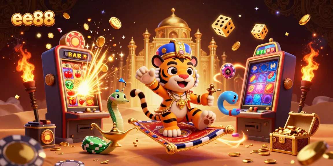 Experience excitement with ee88 as the Arabian Nights-themed sultan and casino elements burst with jackpots and treasure.