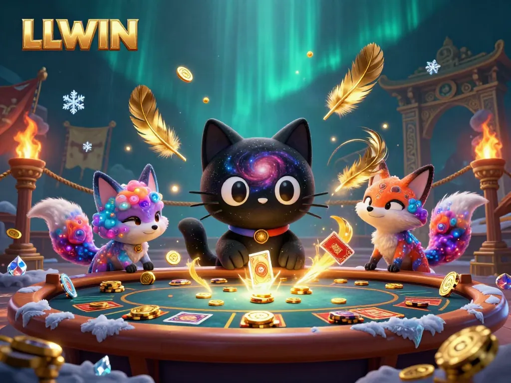 Experience LLWIN's captivating cosmic casino with vibrant characters and dazzling game elements.
