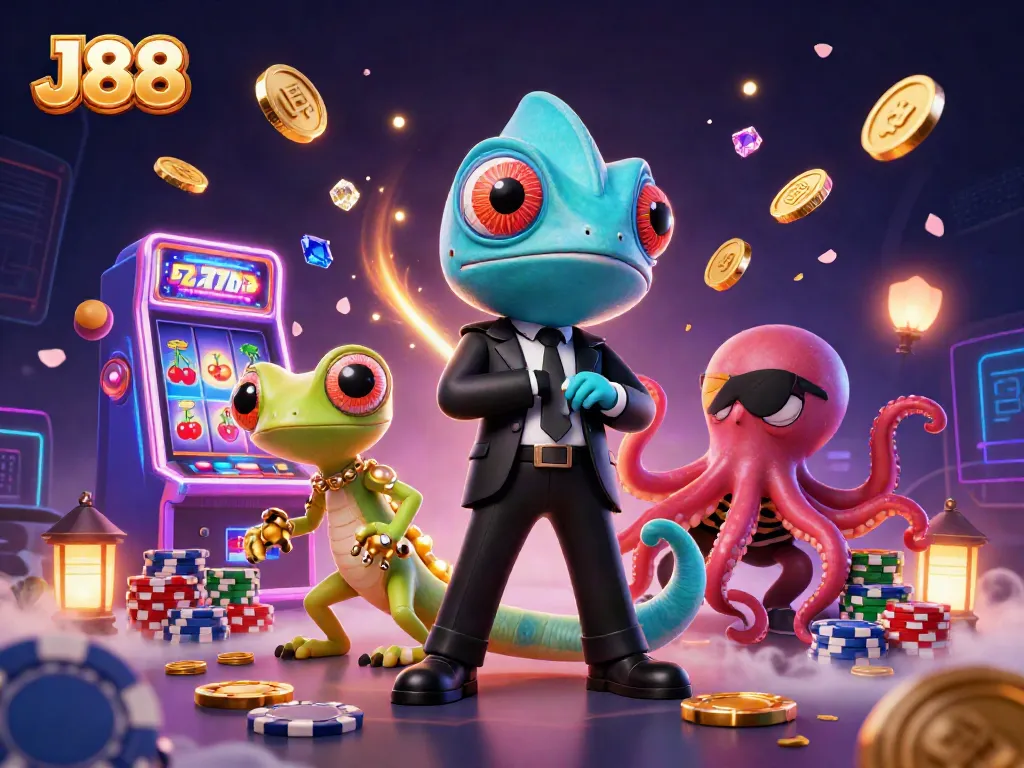 Experience thrilling J88 action with a secret agent chameleon, gecko companion, and jackpots alive!
