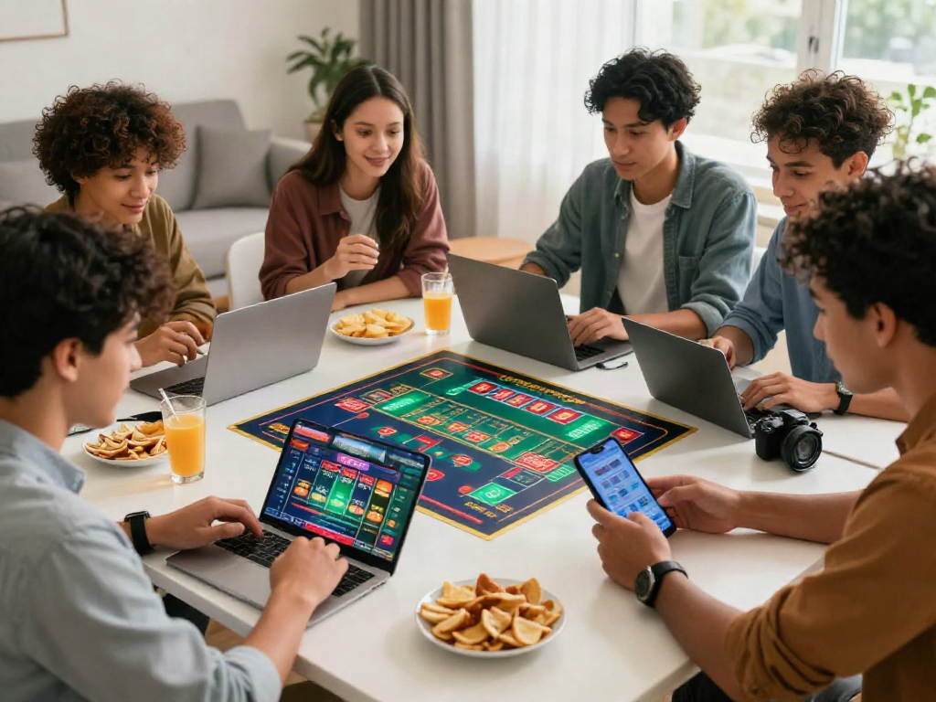 Experience the excitement of online gaming with friends at https://totobet.net/ in a cozy living room setting.