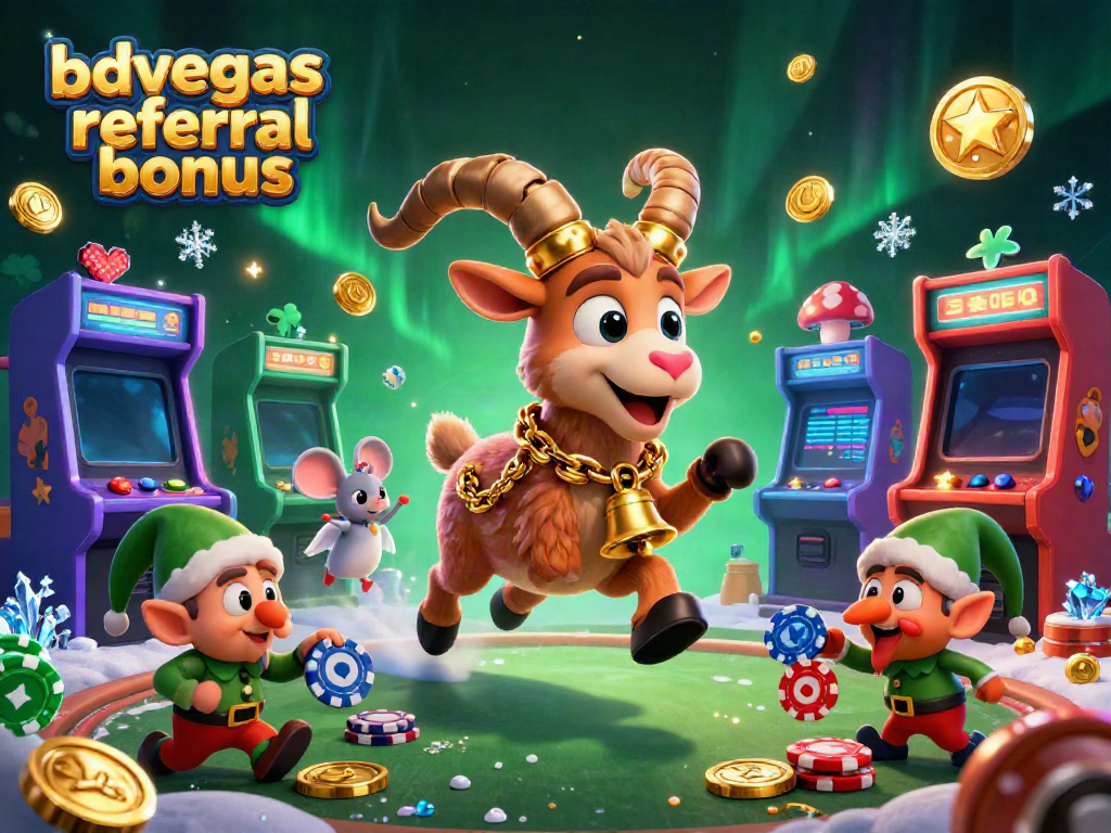 Engage with the bdvegas referral bonus illustrated scene featuring lively casino characters and elements in action.