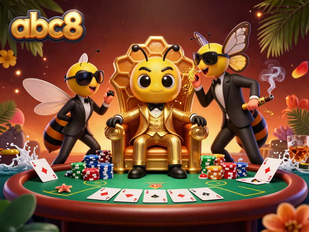 Engage with the vibrant casino scene featuring abc8's unique characters and poker elements.