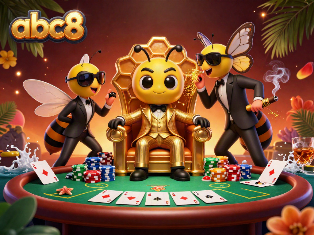 Engage with the vibrant casino scene featuring abc8's unique characters and poker elements.
