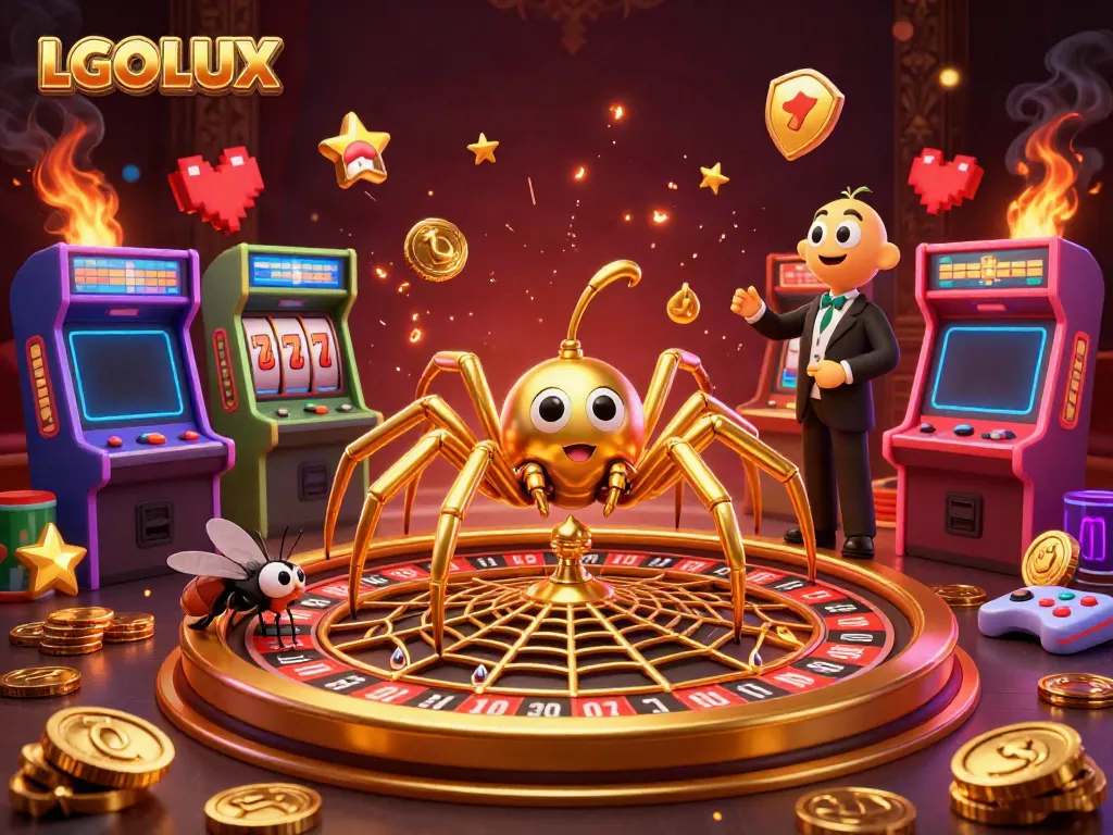 Experience thrilling gambling excitement with LGOLUX's dynamic casino illustration showcasing roulette and gaming elements.