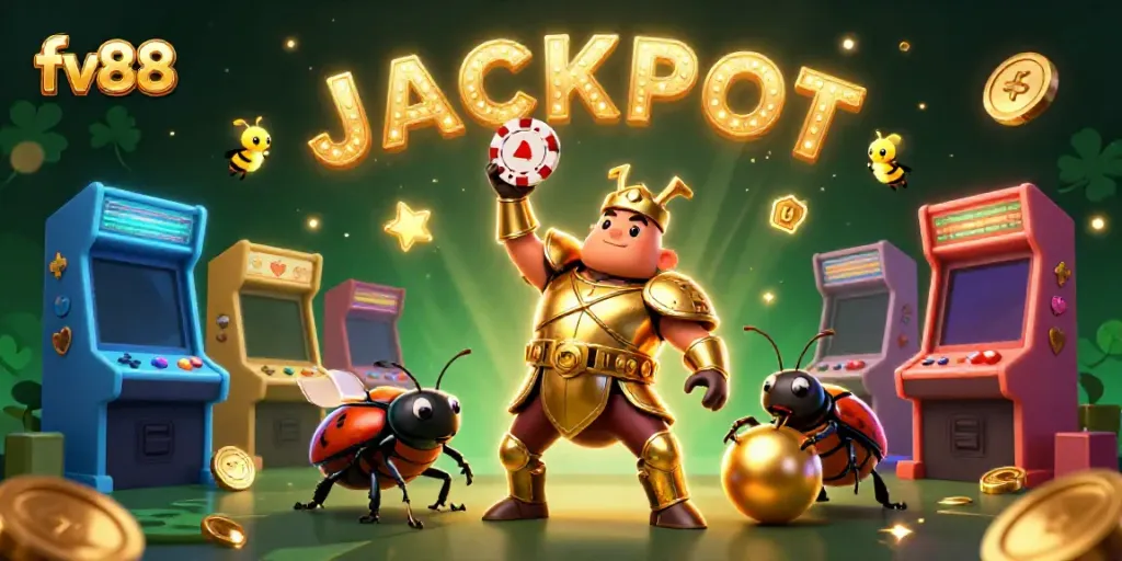Celebrate your wins with fv88 in this dynamic casino scene featuring exciting gaming elements.
