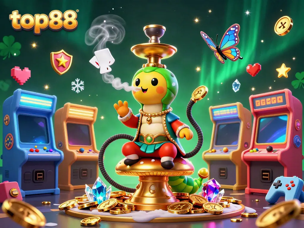 Join the excitement at top88, featuring a vibrant casino scene with interactive game elements.