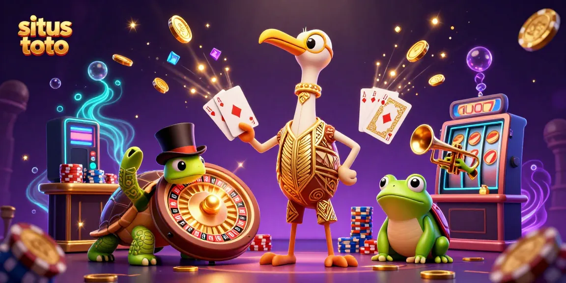 Experience the excitement of situs toto with vibrant casino elements and animated characters at play.