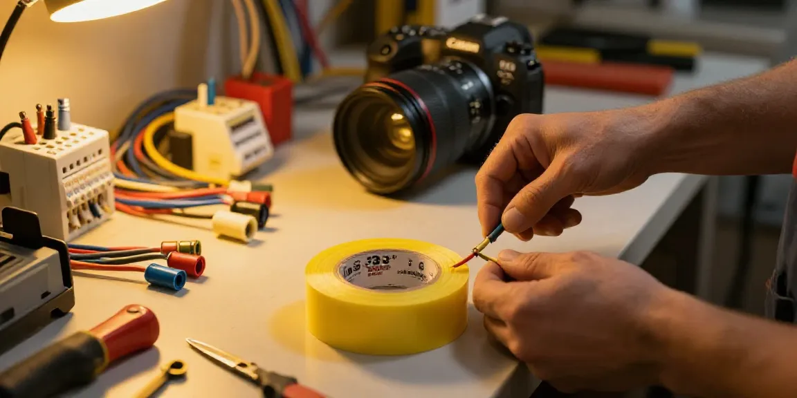 Electrician using Super33 Daftar tape in a professional workspace, showcasing expertise and precision.