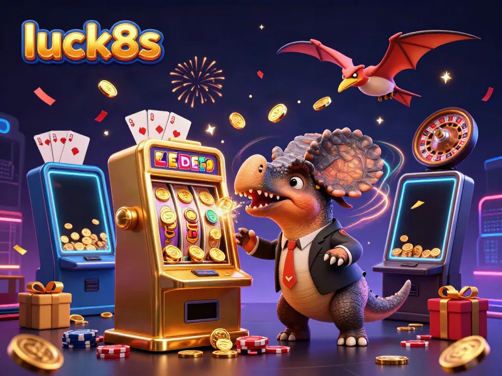 Experience the excitement of luck8s with a pachycephalosaurus winning jackpots at a vibrant casino scene.