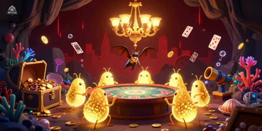 MPO08 showcases an enchanting cave casino illuminated by glowworms, inviting players to explore vibrant games.