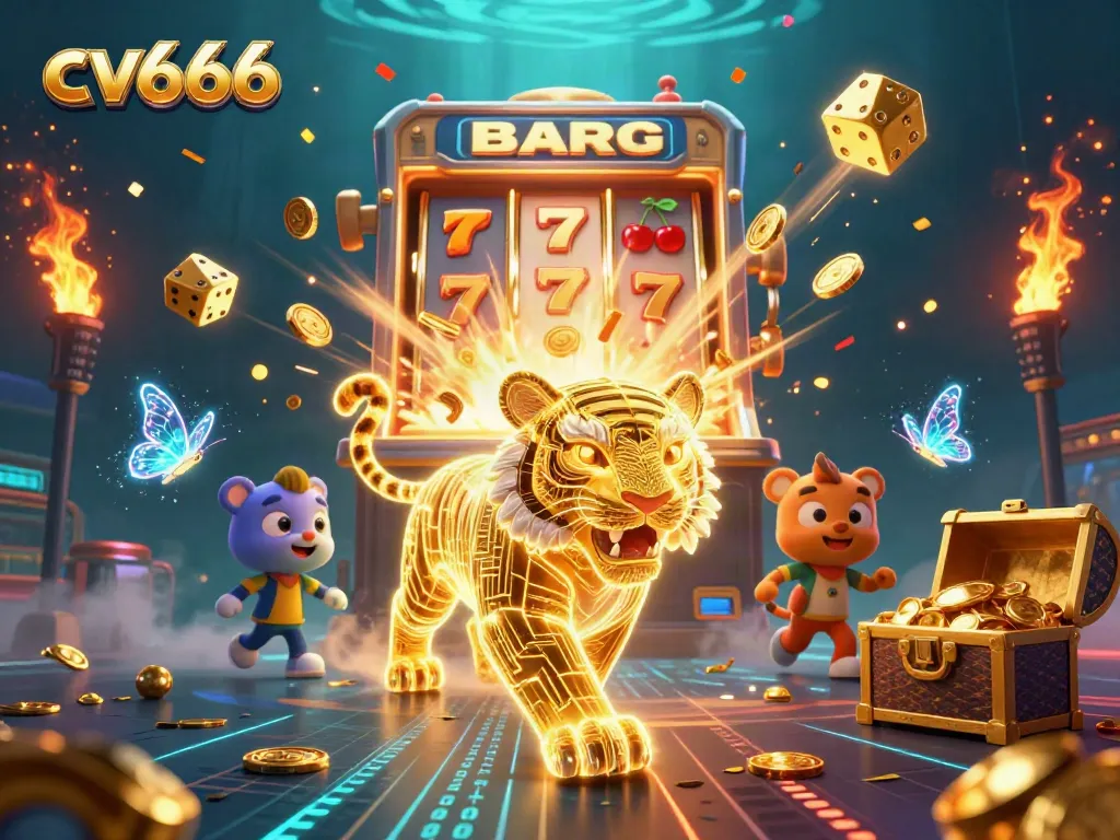 Experience thrilling gameplay with cv666 as the neon-wireframe tiger roars through a jackpot explosion.