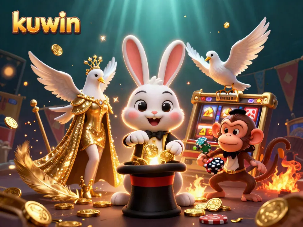 Experience exciting winning moments at Kuwin with a magical casino scene featuring dynamic characters and vibrant visuals.